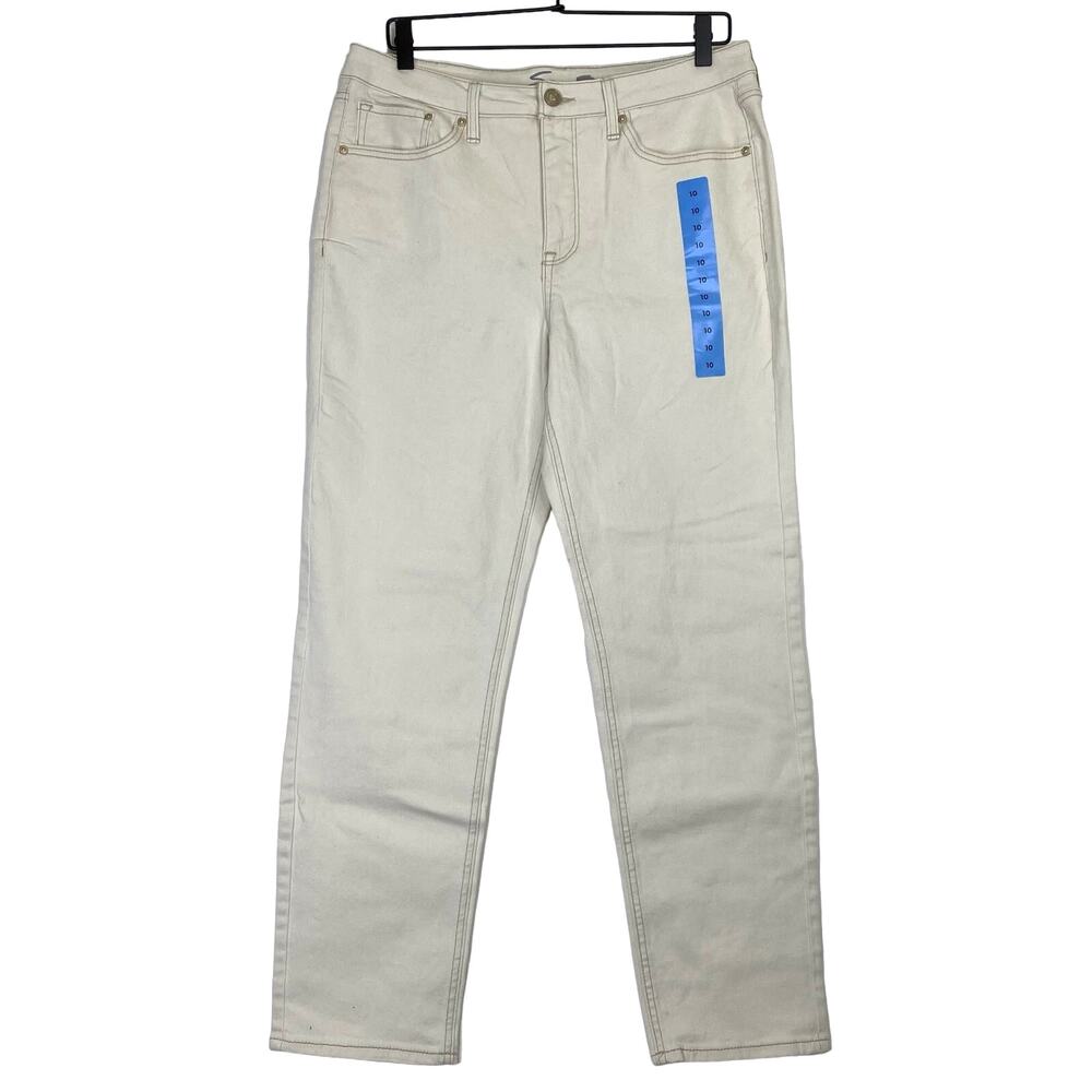 Seven7 Slim Straight Jean Womens Sz 10 Bone White High Rise Stretch Beachy NEW